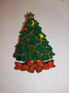 Vintage AGC Christmas Tree Pin Festive Holiday Jewelry Colorful 1990s  - Picture 1 of 11