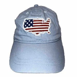 Cappello berretto USA contorno con bandiera invecchiato blu chiaro snapback leggero senza marchio - Foto 1 di 11