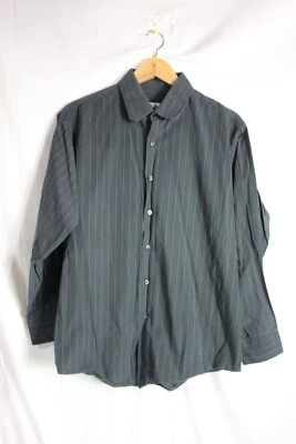 Camisa de hombre DKNY con botones talla grande 16 1/2 32/33 manga larga negra con puntas Foto 1 de 4