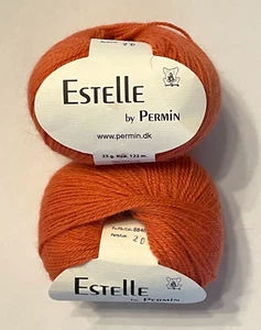 Lot of 2 / Permin ESTELLE Angora Silk Merino Yarn / 'Candied Apricot' Colorway - Picture 1 of 3