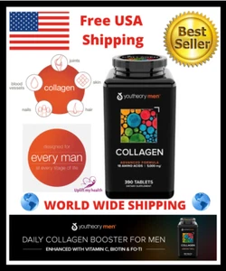 youtheory Fórmula Avanzada de Colágeno para Hombres, 390 Comprimidos Piel Uñas Articulaciones y Huesos - Imagen 1 de 5