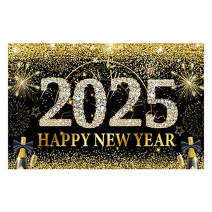 2025 New Year Theme Party Background Photo Wall Decor Poster Banner 71 x 43in - Picture 1 of 12