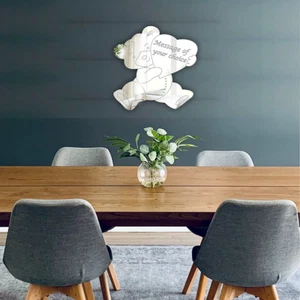Acrylic Wall Decor Mirror Teddy Shape Strong Lightweight Sharp Reflection No DIY - Picture 1 of 5