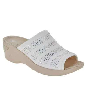 BZees Deluxe Bright Womens Slide Sandal White US Size 6 M - Picture 1 of 3