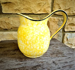 STANGL Yellow Spongeware Town & Country Pitcher Jug Pottery 6.5" T Hand Painted - Picture 1 of 6