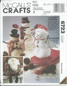 M 6723 sewing pattern Whimsical SANTA DOLLS Craft SNOWMEN sew Country Christmas - Picture 1 of 2