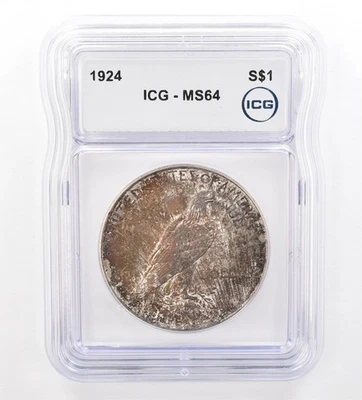 1924 Peace Silver Dollar MS64 ICG Beautiful Tone Reverse *7348 - Image 1 of 3