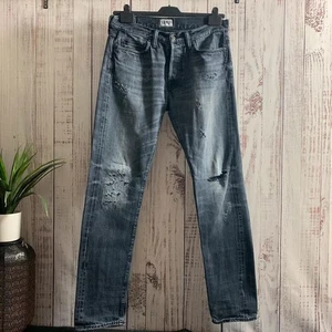Pantalones de mezclilla rectos rasgados lavados grises Edwin Tokyo para hombre talla 32W 34L - Imagen 1 de 5