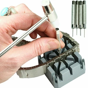 Kit attrezzi rimozione link cinturino riparazione orologio - martello punzone pin cinturino orologio supporto - Foto 1 di 3