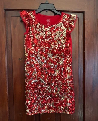 Vestido Wonder Nation vermelho sequência comprimento do joelho feriado festivo meninas tamanho 7-8 M - Imagem 1 de 2