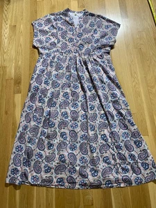 World Market Long Cotton Dress Size L/XL Short Sleeve Paisley Floral Print - Picture 1 of 6