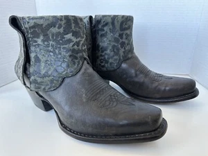 Sonora Cassidy Foldover Tooled Distressed Leather Western Cowgirl Boots Shoe 7.5 - Picture 1 of 9