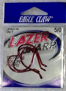 Octopus Offset Haken - Lazer Sharp von Eagle Claw rot L8182BG - Bild 1 von 2