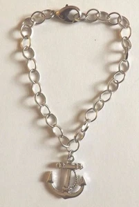 bracelet argenté 19,5cm ancre 23x20 mm - Picture 1 of 1