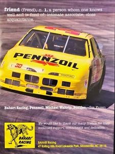 1994 Bahari Racing NASCAR Michael Waltrip #30 Man Cave Mooresville NC Print Ad - Picture 1 of 6