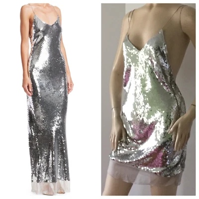 Vestido STELLA MCCARTNEY Personalizado Plateado Pav’e Lentejuelas Seda (Talla 40) - $3,620.00 Foto 1 de 4