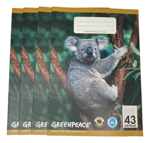 Greenpeace Schreibheft DIN A4 liniert Lineatur 43 mit Rand 4 Stück Schulhefte - Picture 1 of 2