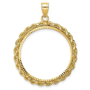 2008 $25 1/2 oz American Buffalo Prong Set Petite Rope Coin Bezel in 14k Gold - Picture 1 of 6