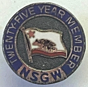 NSGW Sterling 25 Year Membership Pin Native Sons of the Golden West (NSGW) - Picture 1 of 3
