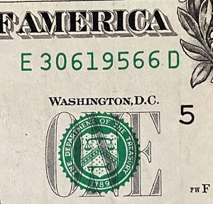 March 6, 1956 Birthday Note Fancy Serial Number $1 Dollar Bill - Picture 1 of 4