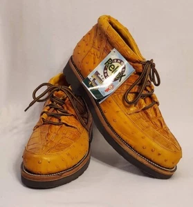 Rudel Mens Dress Boots Exotic Alligator & Ostrich Lace Up Size USA 8 Brand New - Picture 1 of 7