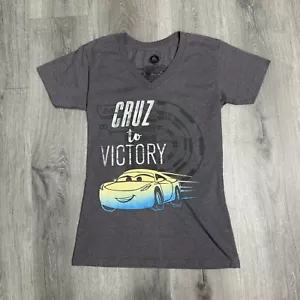 Disney Cars "Cruz to Victory" T-Shirt XS Gray V-Neck Lightning McQueen Tee - Picture 1 of 5