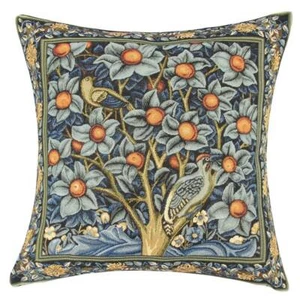 William Morris Woodpecker Tapestry Pillow Case Sham Cover Cushion Orange Tree - Picture 1 of 6