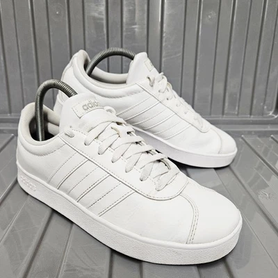 Adidas VL Court 2.0 Women's Size UK 5 Triple White Leather Trainers B42314 - Image 1 of 4
