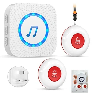 ChunHee Dzwonek telefoniczny Starsi Przycisk paniki Alarm Emergenc Caregiver Pager 1rec + 2tran - Zdjęcie 1 z 19
