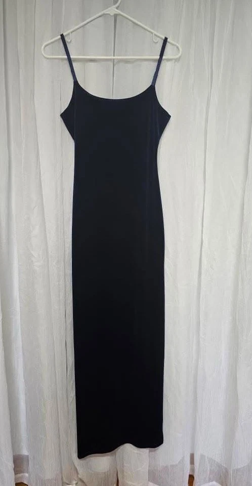 Maxi Vestido Sin Mangas De Colección Y2K Bebe Azul Marino Terciopelo Gótico Capricho Vampiro Bruja Pequeño Foto 1 de 4