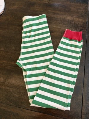 Брюки пижама Hanna Andersson унисекс размер 12 органический хлопок зеленая/белая полоса - Изображение 1 из 2