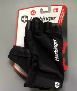 New Xl HARBINGER WEIGHT TRAINING GLOVES Mens Leather polyester PADDED Black - Picture 1 of 6
