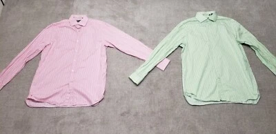 Lote de 2 camisas abotonadas de manga larga LArge de Bobby Jones para hombre rosa verde a rayas Foto 1 de 4