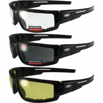 3 gafas de motocicleta Global Vision Sly marcos negros 1 lente transparente humo 1 amarillo Foto 1 de 4