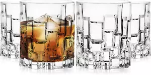 Whiskey Glasses - Double Old Fashioned Rocks Glass - Set of 4 Lowball Tumbler - - Picture 1 of 7