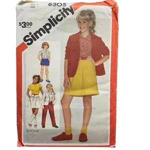 Simplicity Sewing Pattern 6305 Skirt Pants Shorts Jacket Girls Size 7 - Picture 1 of 3