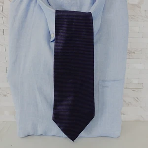 Dark Blue Neck Tie Solid Men Silk Designer Woven Dress Suit Party GEOFFREY BEENE - Picture 1 of 9