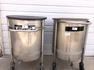 2x 100+ Gallon Stainless Mix Tank, 3 Legged Rolling Stainless Immersion Tank A+B