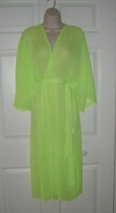 No Boundaries Women's Lime Green Semi Sheer Sexy Long Robe Belted L/XL Stunning - Picture 1 of 12