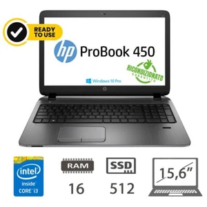 Notebook Pc Portatile HP 450 G2 i3-5010u 2.10GHZ Ram 16GB SSD 512Gb Win 10 PRO - Foto 1 di 5