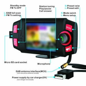 2.4" Support FM transmitter In-car DAB+Radio Receiver with BT(Blue-tooth) Player - Picture 1 of 6