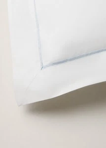 Ralph Lauren Pillow King Sham Palmer Perkal 100% Baumwolle weiß oxfd blauer Rand - Bild 1 von 7