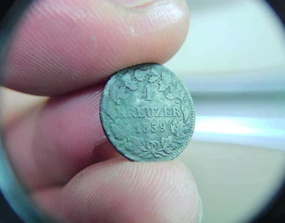 🇩🇪 Germany Bavaria 1 kreuzer - Maximilian II 1859 German silver coin. E226 - Image 1 of 2