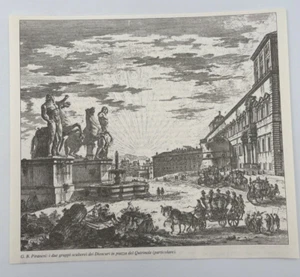 Clipping Illustrazione Roma Piranesi Dioscuri in piazza del Quirinale - Picture 1 of 1