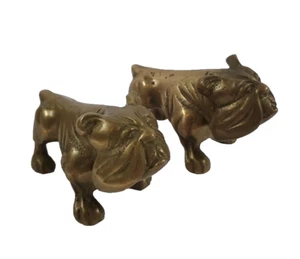 Set of 2 Solid Brass English Bulldogs Paperweight Figurine 4”x 2.5" VTG - Imagen 1 de 9