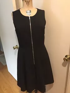 Neu mit Etikett Calvin Klein schwarz Poly Stretch Krepp Reißverschluss vorne Kleid 10 - Bild 1 von 10