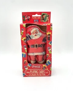 Coca-Cola Santa Playing Cards Collector's Christmas Tin 2 Decks by Bicycle- NEW - Picture 1 of 5
