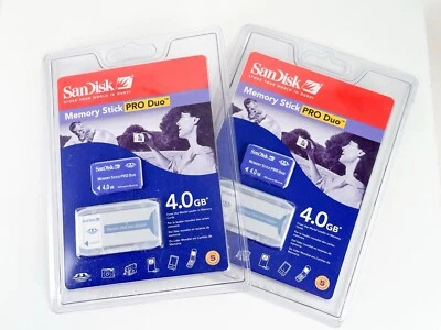 (2) SanDisk Memory Stick PRO Duo 4gb Adapter SEALED For Vintage Digital Cameras - Image 1 of 4
