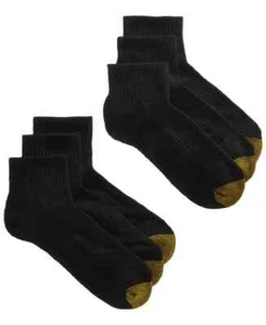 6 Pairs Gold Toe Sport Women's Half-Cushion Quarter Socks Black Size 6-9 - Picture 1 of 7