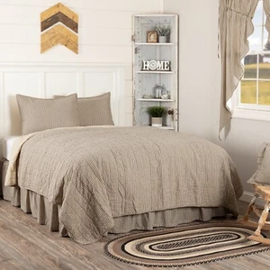 Sawyer Mill Charcoal Twin Quilt Set w/1 Sham Farmhouse Ticking Stripe VHC Brands - Picture 1 of 5
